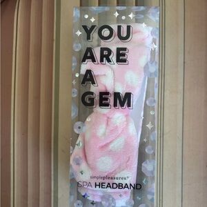 Simple Pleasures Pink Polka Dot Spa Headband With Bow.   NWT